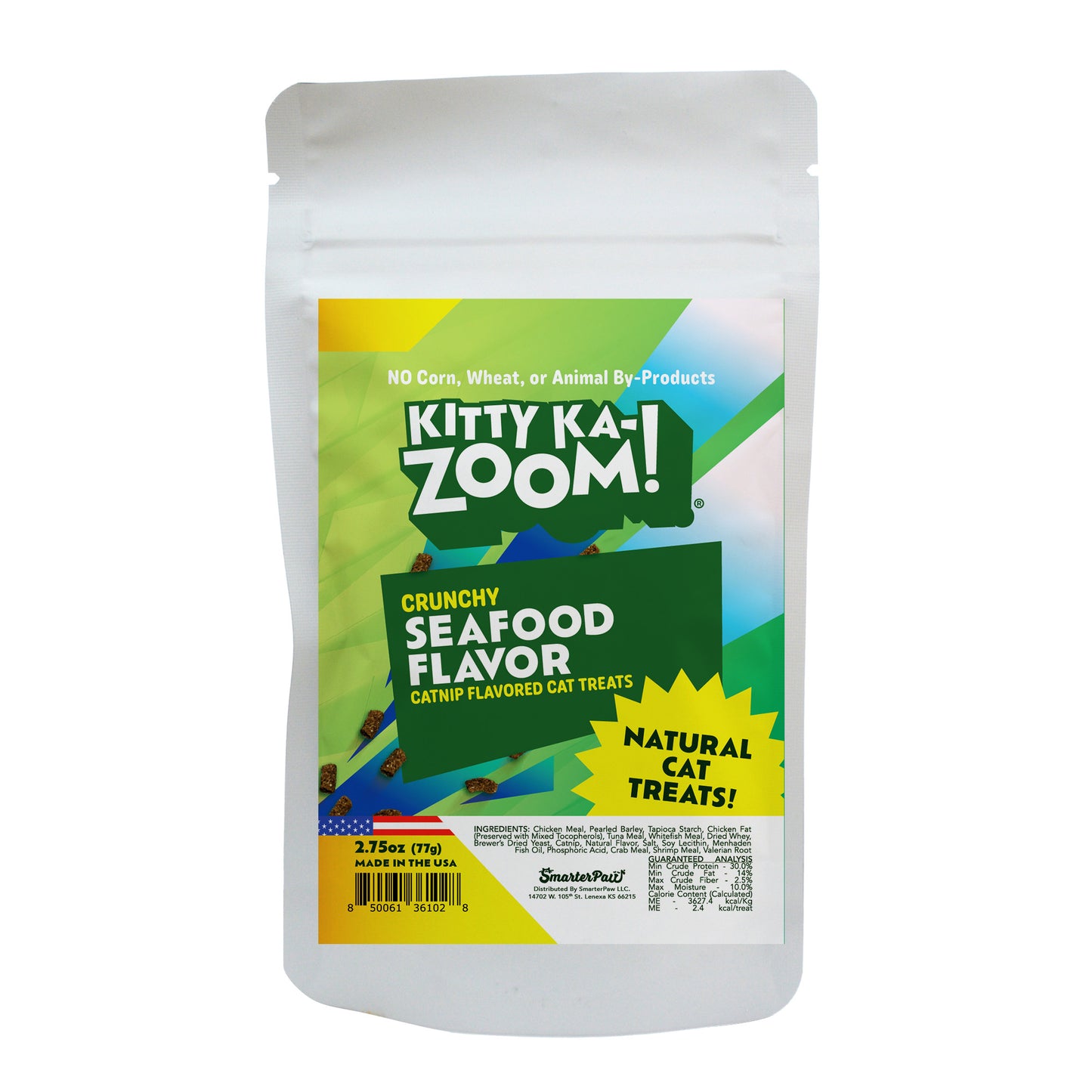 KA-ZOOMIES CAT TREATS - Crunchy Seafood Flavor with Catnip Flavor