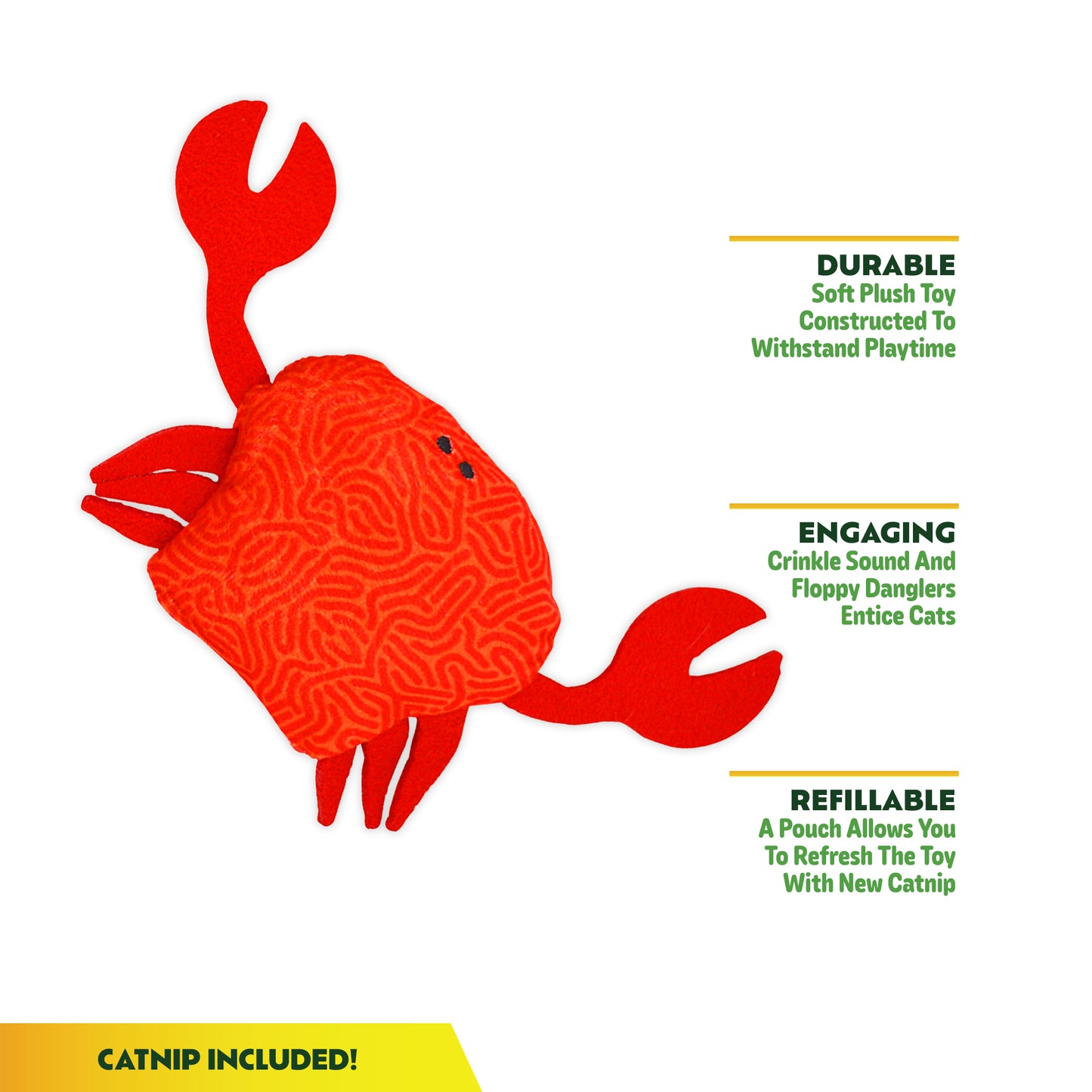 ZOOMIE CRAB - Refillable Catnip Toy + Catnip
