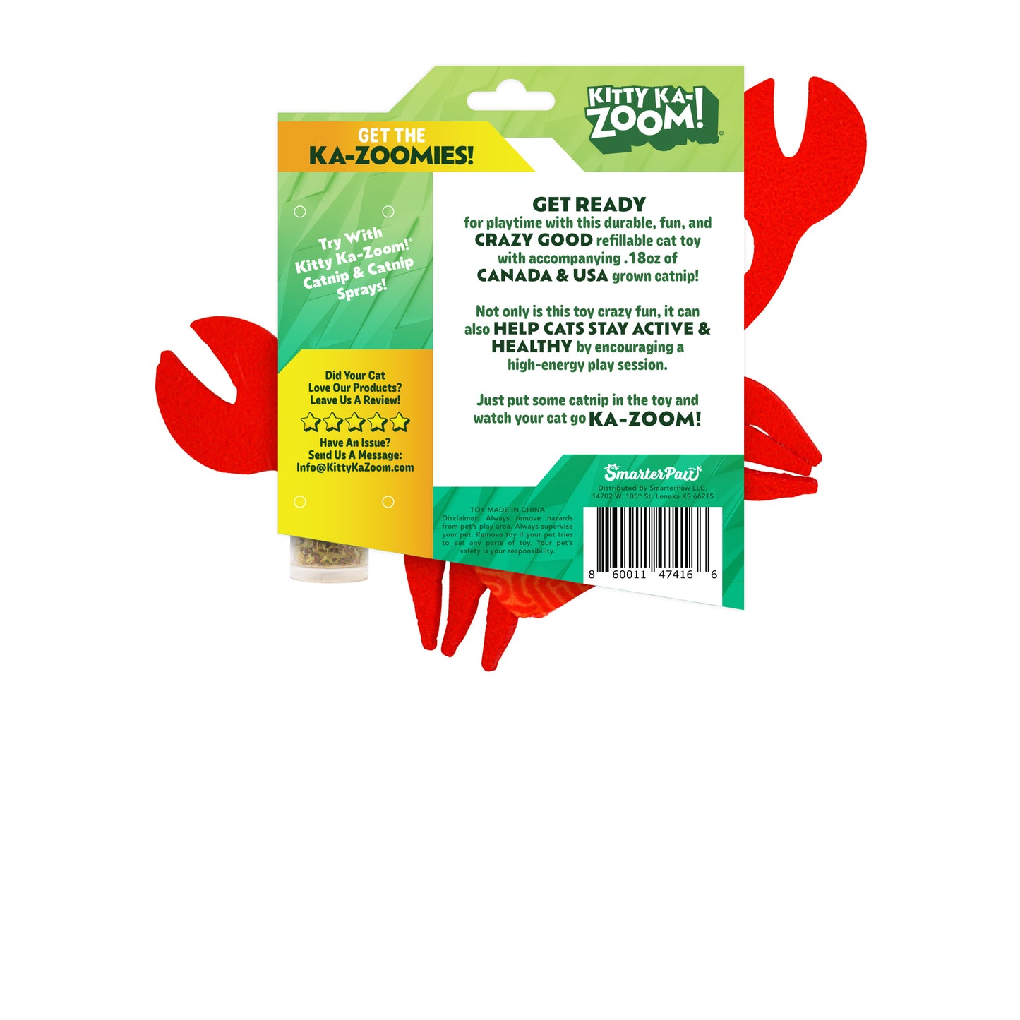ZOOMIE CRAB - Refillable Catnip Toy + Catnip