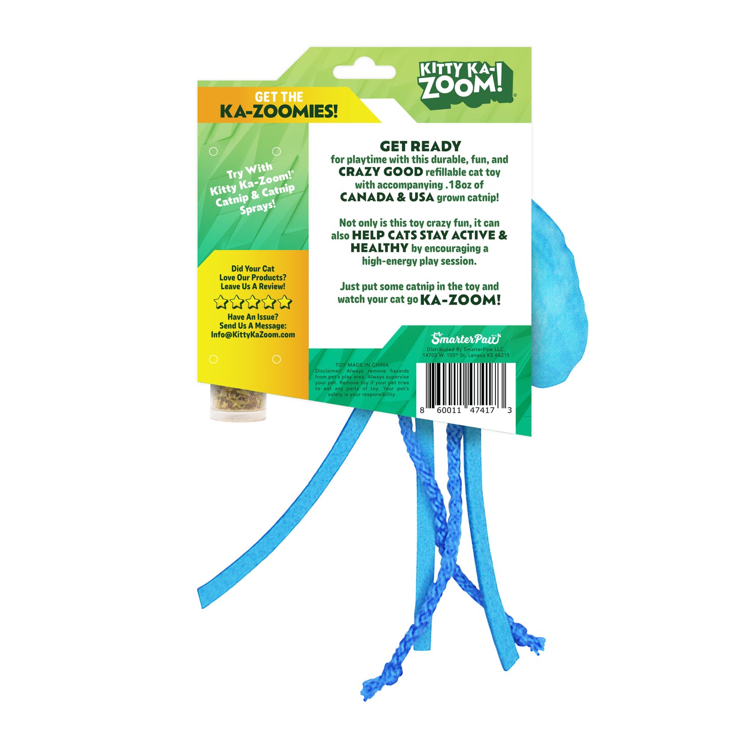 ZOOMIE JELLY FISH - Refillable Catnip Toy + Catnip